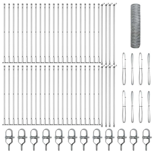 vidaXL Εξάγωνος Φράχτης 0.6x100 μ Γαλβανισμένο Ατσάλι