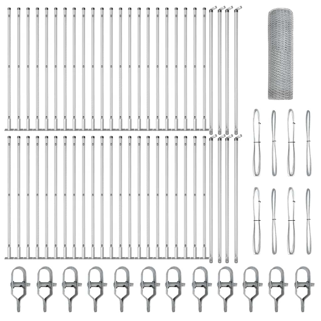 vidaXL Hexagon Fence 0.8x100 μ Γαλβανισμένο Ατσάλι