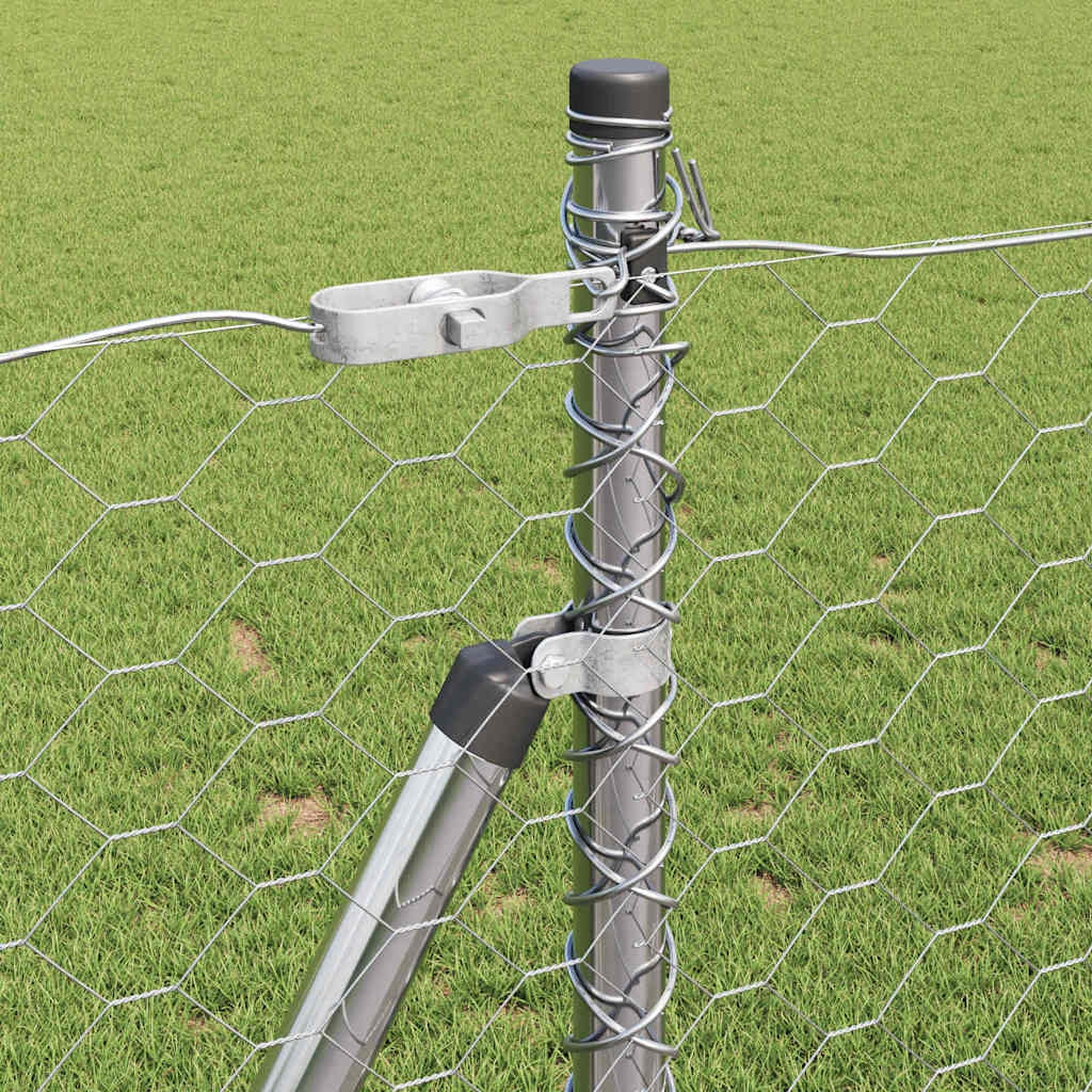 vidaXL Φράχτης με Στήλες. Ασημί 0.8 x 100 μ Ατσάλι με επικάλυψη PVC