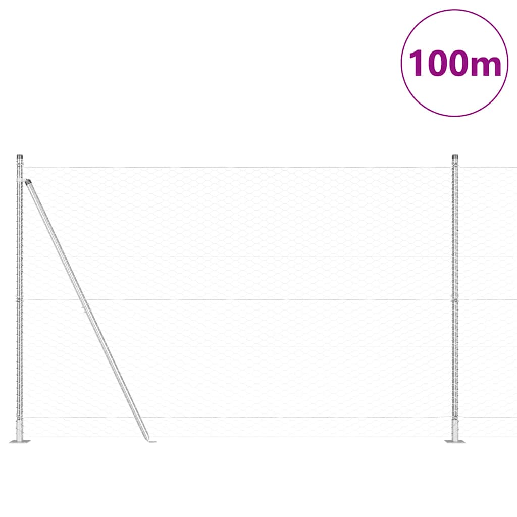 vidaXL Hexagon Fence 1.4x100 m Γαλβανισμένος Χάλυβας