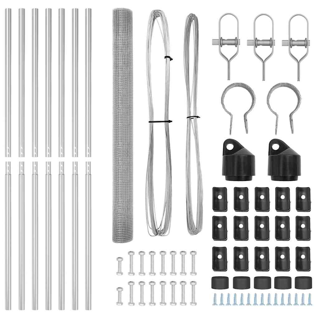 vidaXL Welded Wire Fence με 7 Πόλους 1.6x10 μ Γαλβανισμένος Χάλυβας
