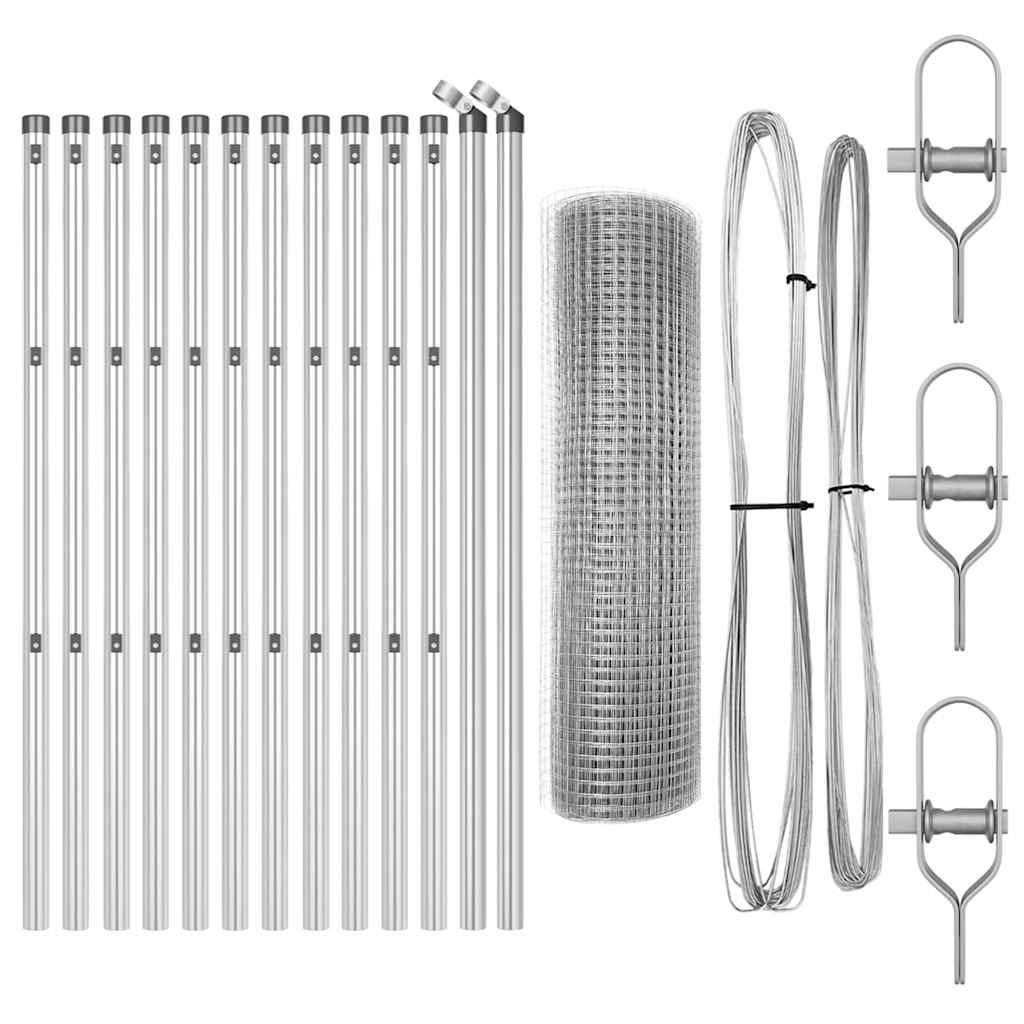 vidaXL Φράχτης Welded Wire με 13 Στύλους 0.6x25 μ Γαλβανισμένο Ατσάλι