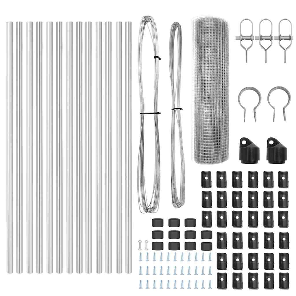 vidaXL Φράκτης από Συρματόπλεγμα με 13 Κολώνες 0.8x25 μ Γαλβανισμένο Ατσάλι