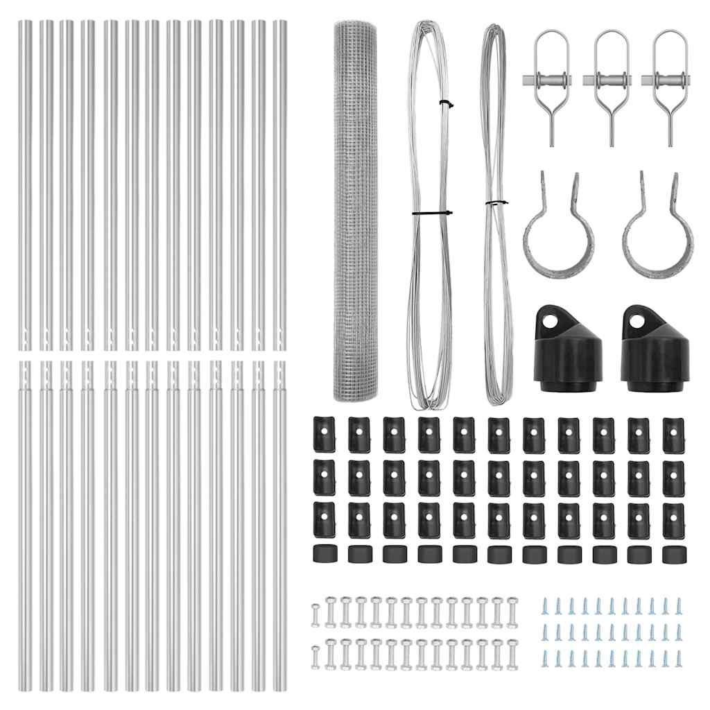 vidaXL Φράχτης Γαλβανισμένος με 13 Πόστα 1.2x25 μ Γαλβανισμένο ατσάλι