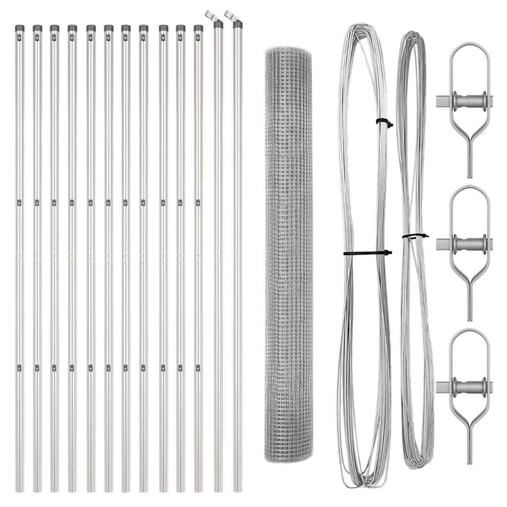 vidaXL Γαλβανισμένος Φράχτης με 13 Στήλες 1.2x25 m