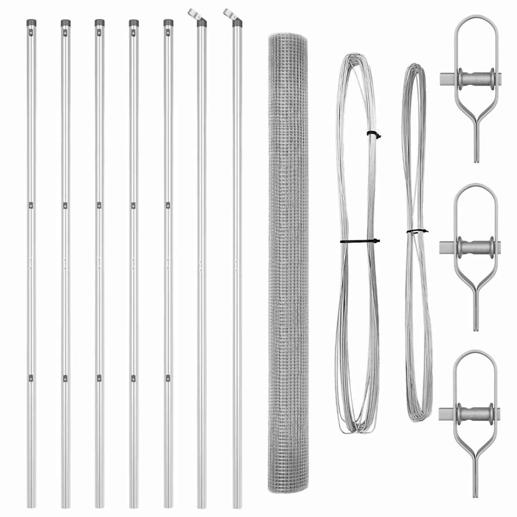 vidaXL Φράχτης με Στήλες. Ασημί 1.5 x 25 m Ατσάλι