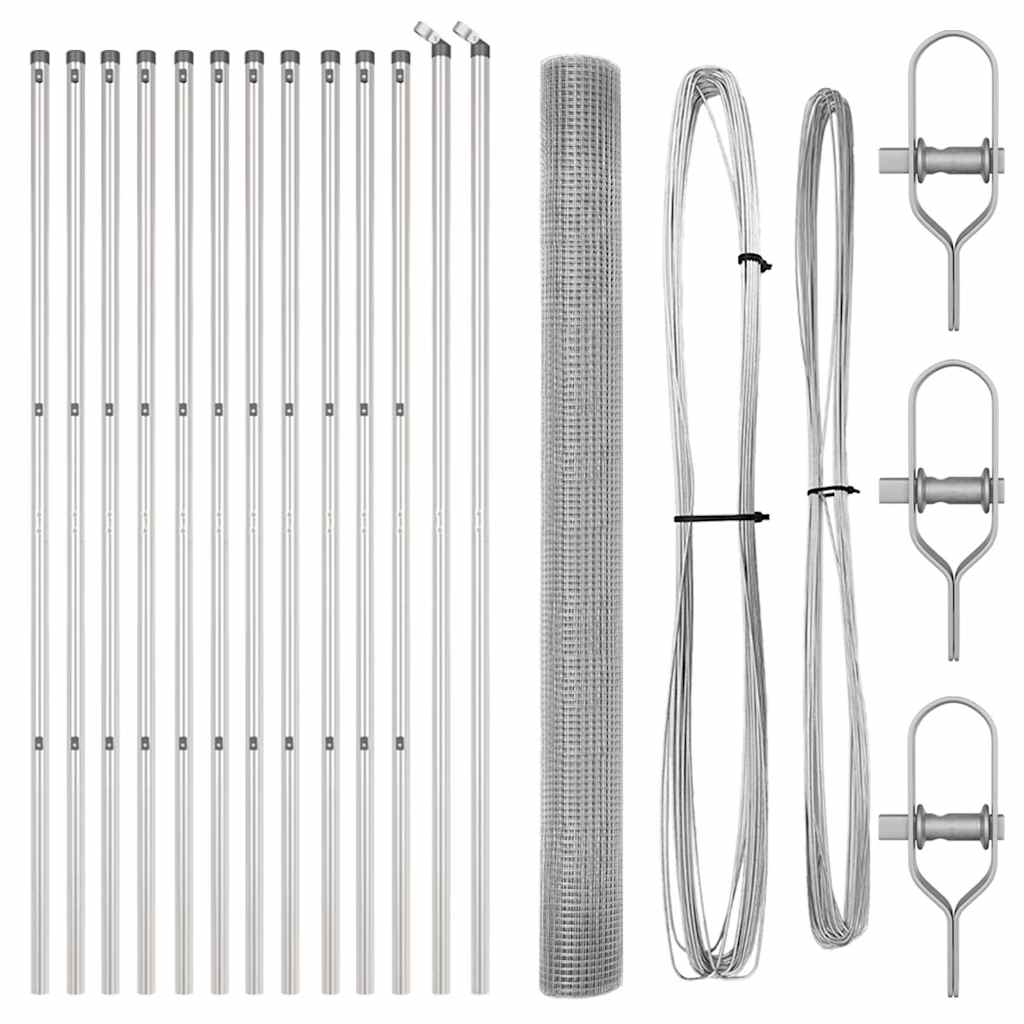 vidaXL Φράχτης με Συγκολλητό Σύρμα με 13 Στυλ 1.5x25 μ Γαλβανισμένο Ατσάλι