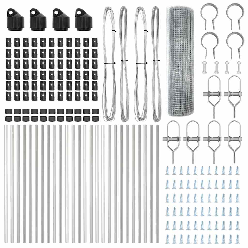 vidaXL Γαλβανισμένη Περίφραξη με 13 Στηρίγματα 0,4x50 μ