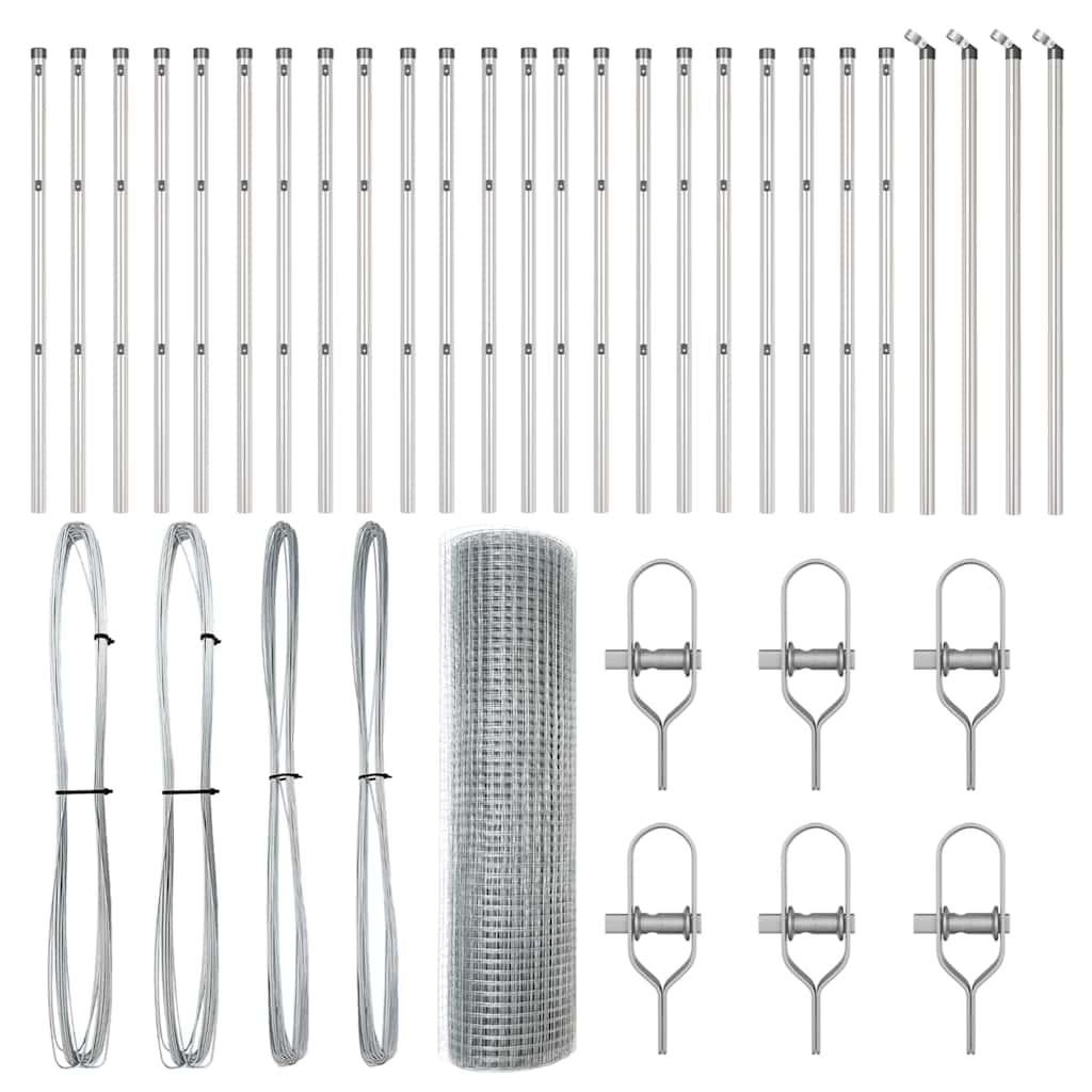 vidaXL Φράκτης με Στυλό Γκρι 0.8 x 50 μ