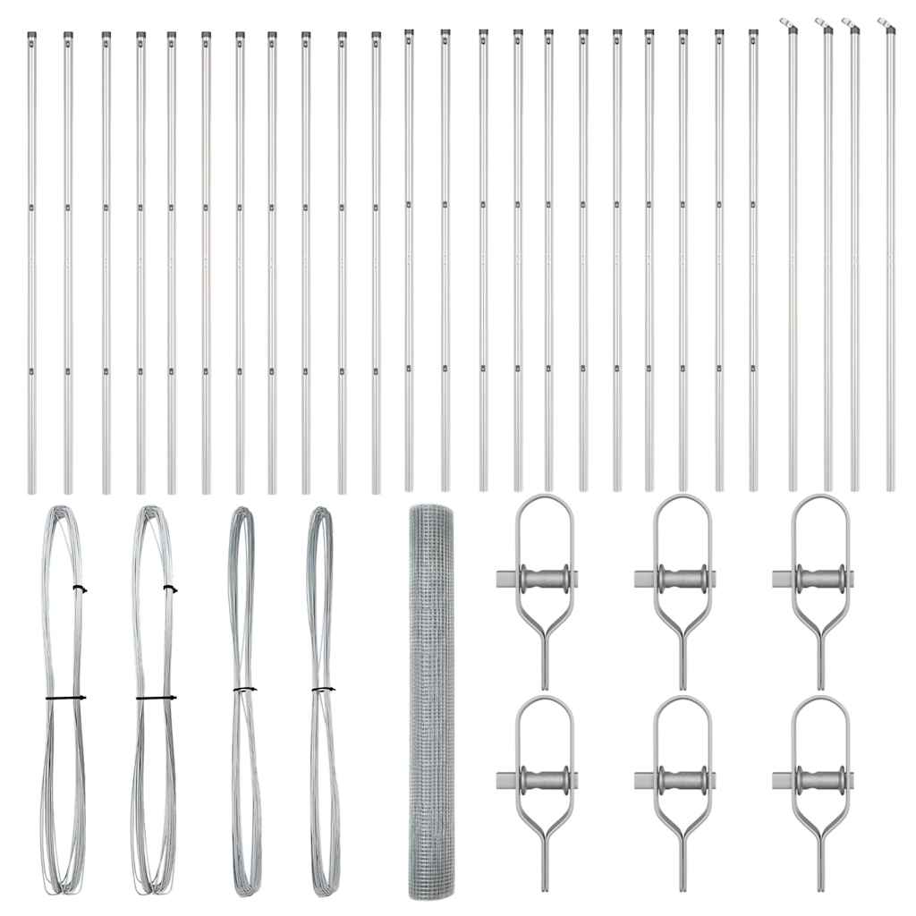 vidaXL Φράχτης από Γαλβανισμένο Σύρμα με 13 Στύλους 1x50 μ