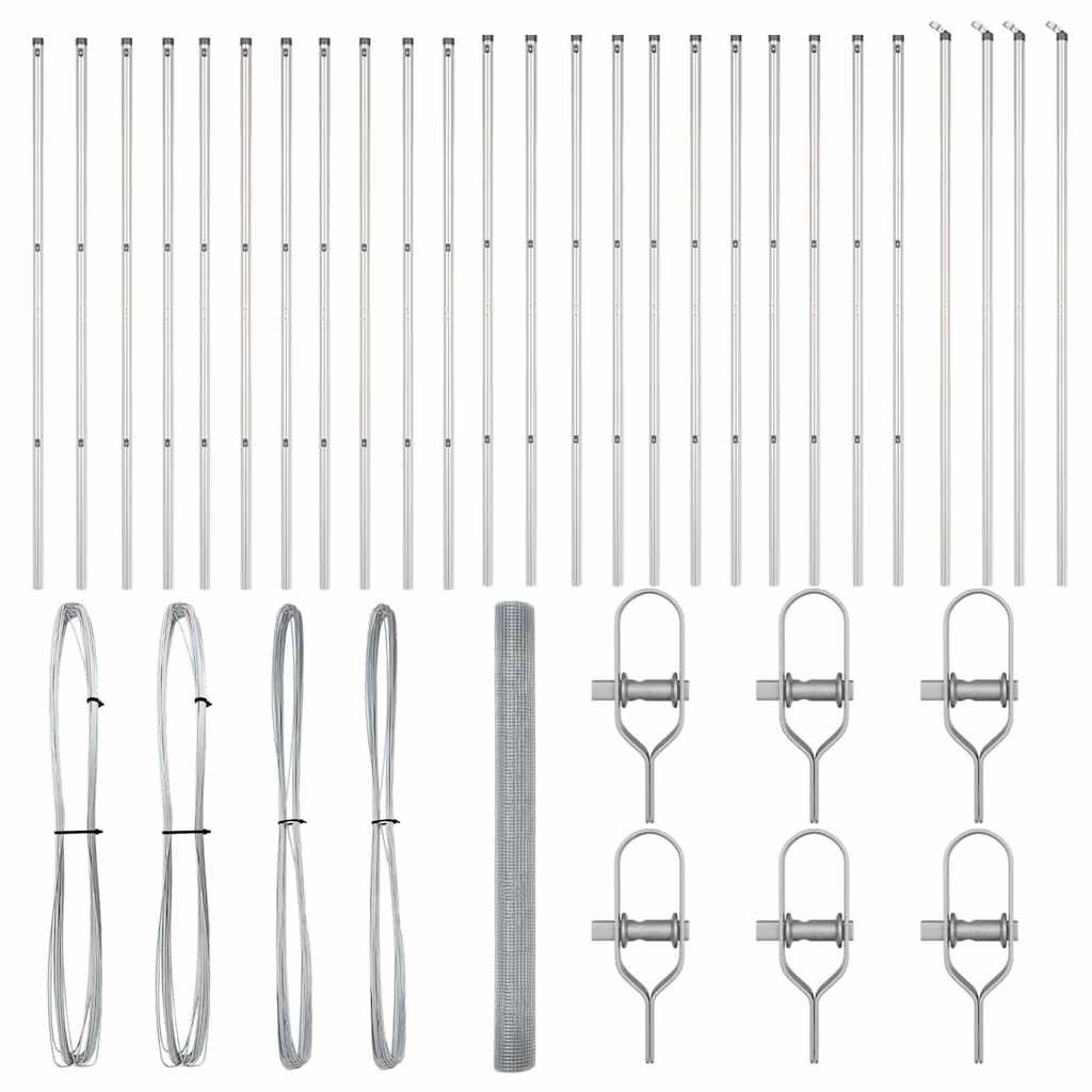 vidaXL Φράχτης σωληνωτού σχεδίου με 13 στήλες 1.5x50 μ γαλβανισμένος χάλυβας