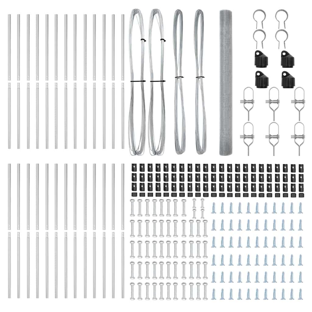 vidaXL Γαλβανισμένος Φράκτης με 13 Πόposts 1.6x50 μ Γαλβανισμένο Ατσάλι