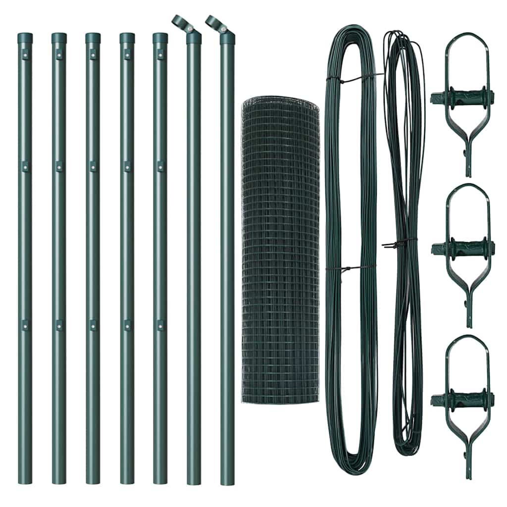 vidaXL Συρμάτινος Φράχτης με 7 Πόλους Πράσινος 0.4x10 μ Μέταλλο