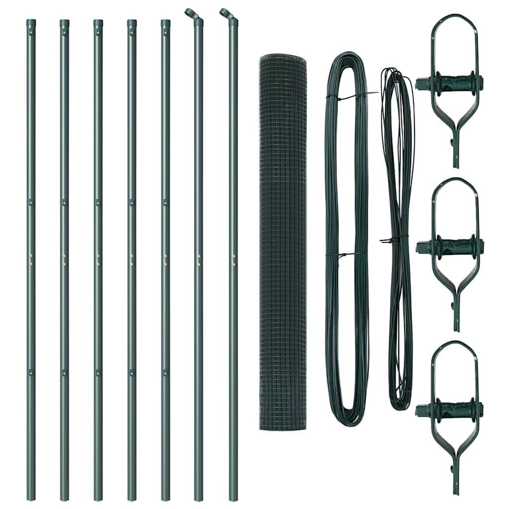 vidaXL Welded Wire Fence με 7 στήλες Πράσινο 1.2x10 μ Χάλυβας