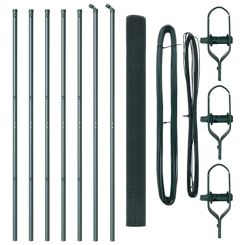 VidaXL Welded Wire Fence με 7 Πάσσαλους Πράσινο 1.5x10 μ Χάλυβα