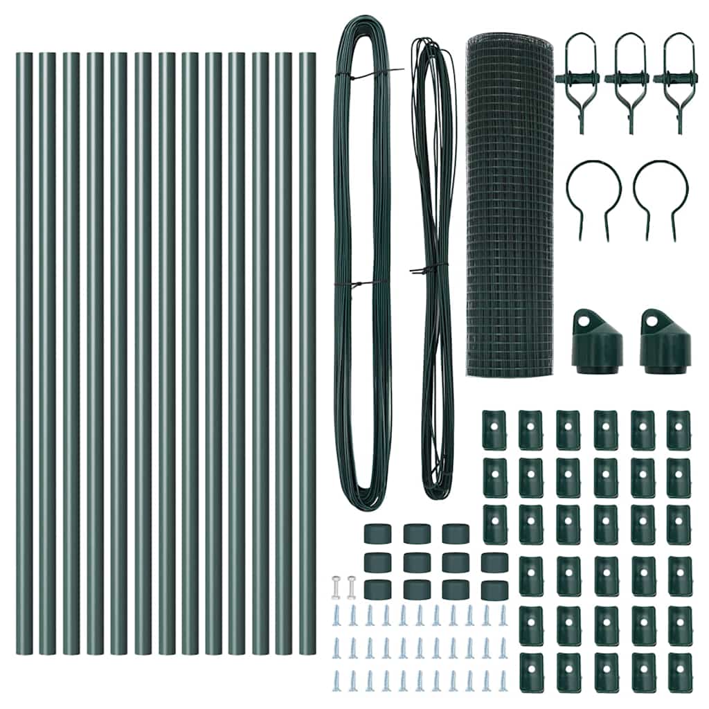 vidaXL Συρματόπλεγμα με 13 Στήλες Πράσινου 0.4x25 μ Ατσάλι