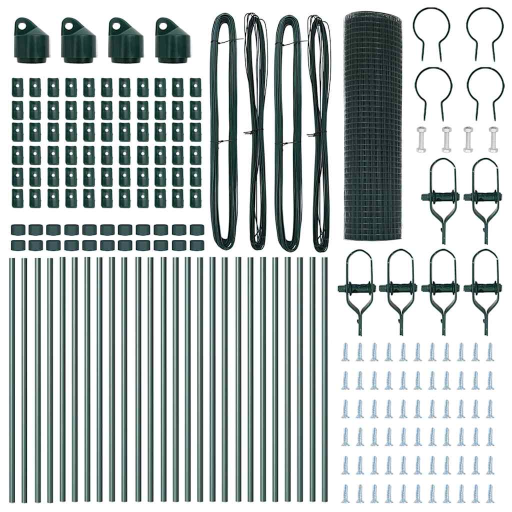 vidaXL Φράχτης με Στήλες. Πράσινο 0.6 x 50 μ. Ατσάλι