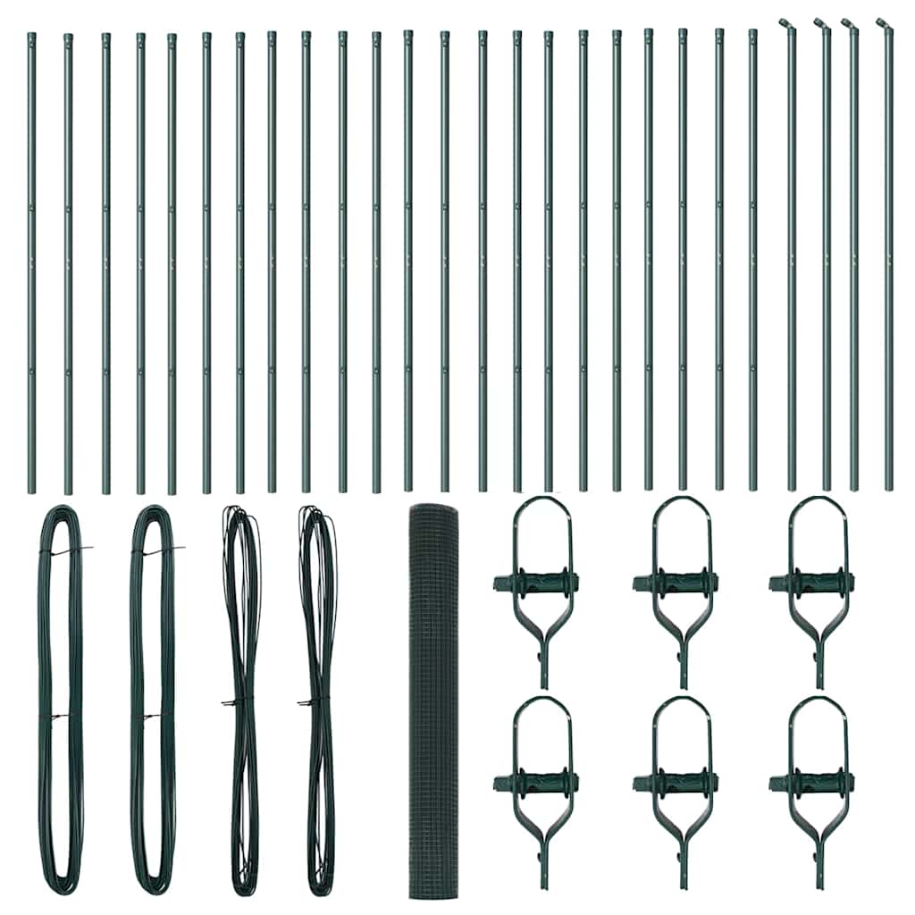 vidaXL Φράκτης με 13 Πόλους Πράσινος 1.4x50 μ Ατσάλι