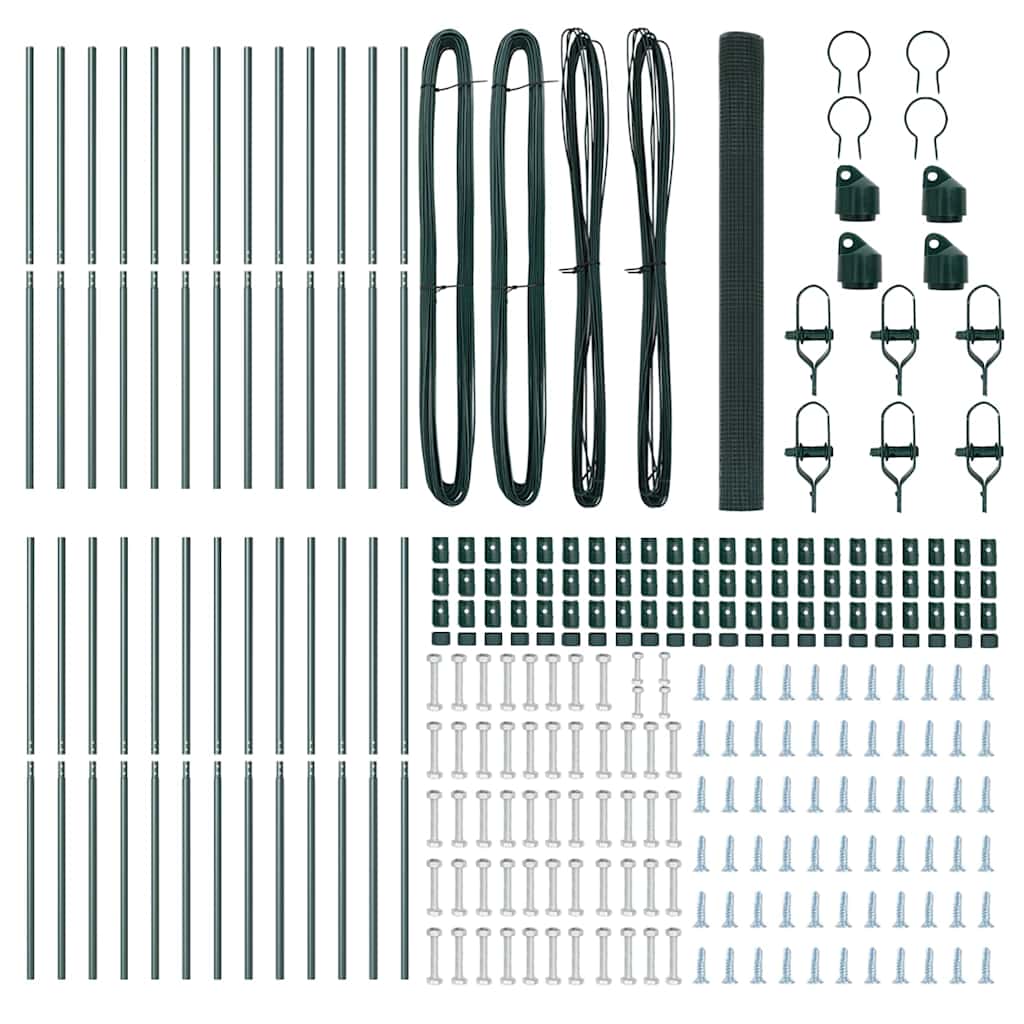 vidaXL Φράχτης συγκολλητού με 13 στύλους πράσινος 1.5x50 μ μέταλλο