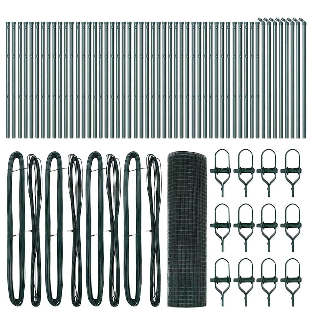 vidaXL Συρματόπλεγμα με 13 βάσεις Πράσινη 0.4x100 μ Χάλυβας