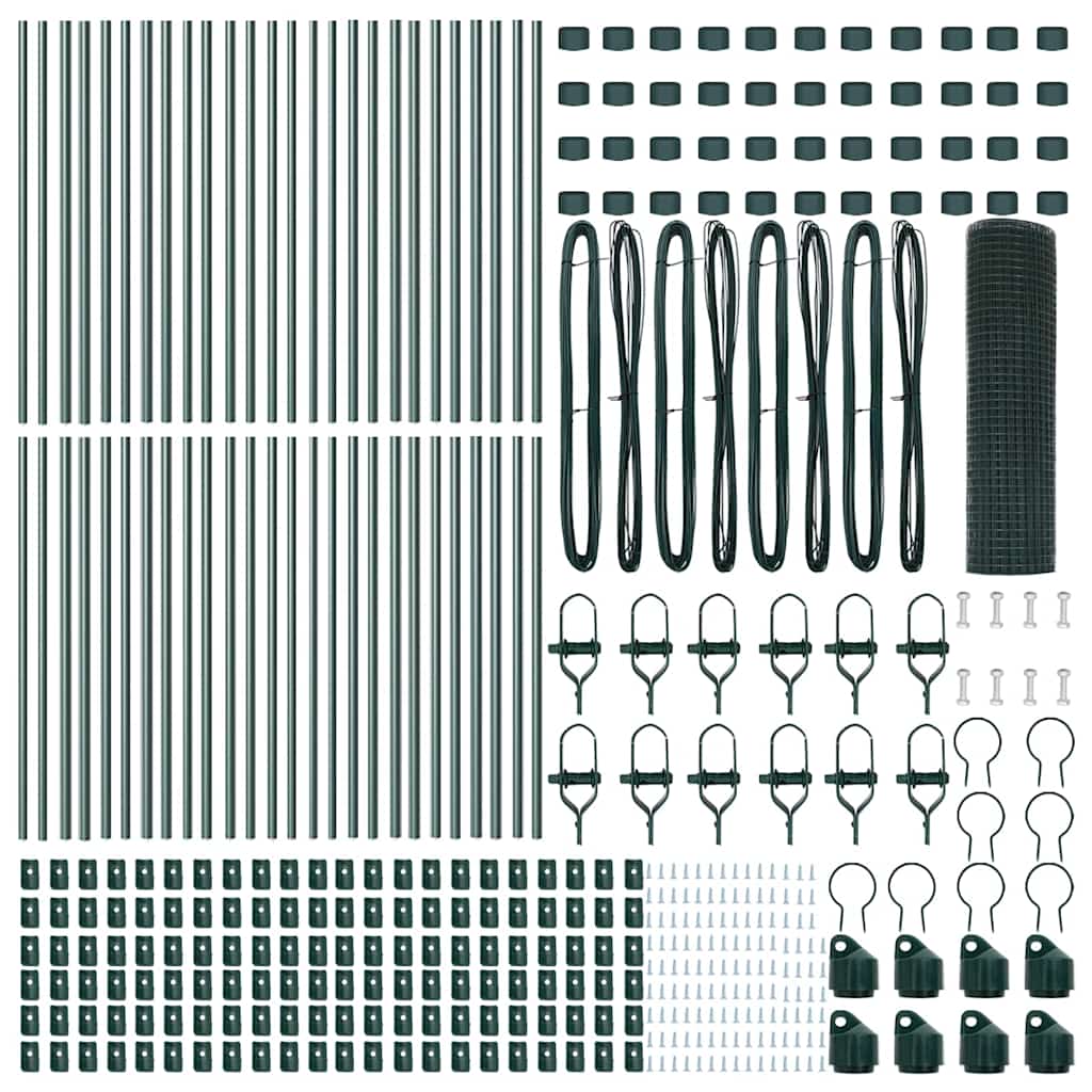 vidaXL Συρμάτινος Φράχτης με 13 Στυλίδια Πράσινος 0.5x100 μ Χάλυβας