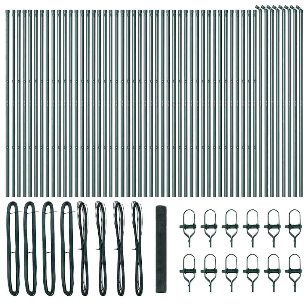 vidaXL Συγκολλητός φράκτης με 13 πόδια Πράσινος 1x100 μ Ατσάλι