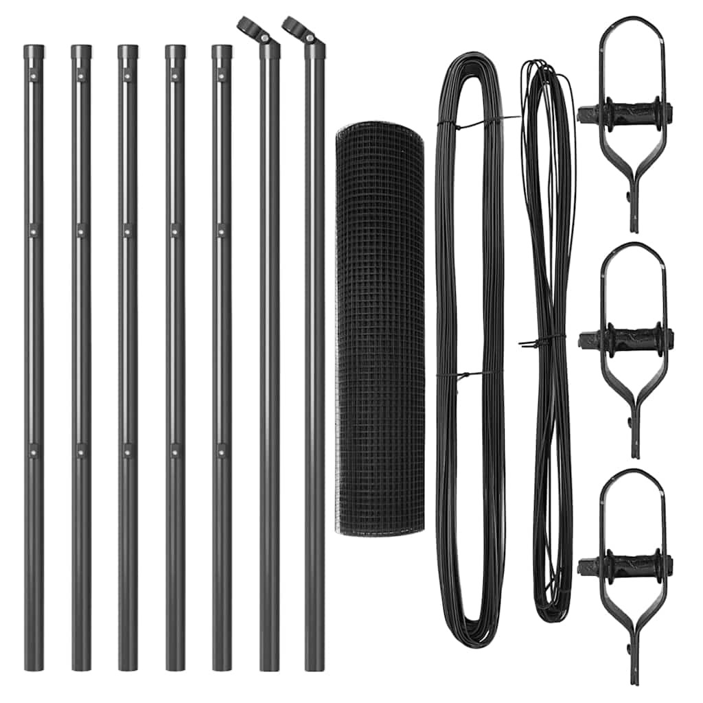 vidaXL Φράχτης με Στήλες. Γκρι 0.5 x 10 μ. Ατσάλι