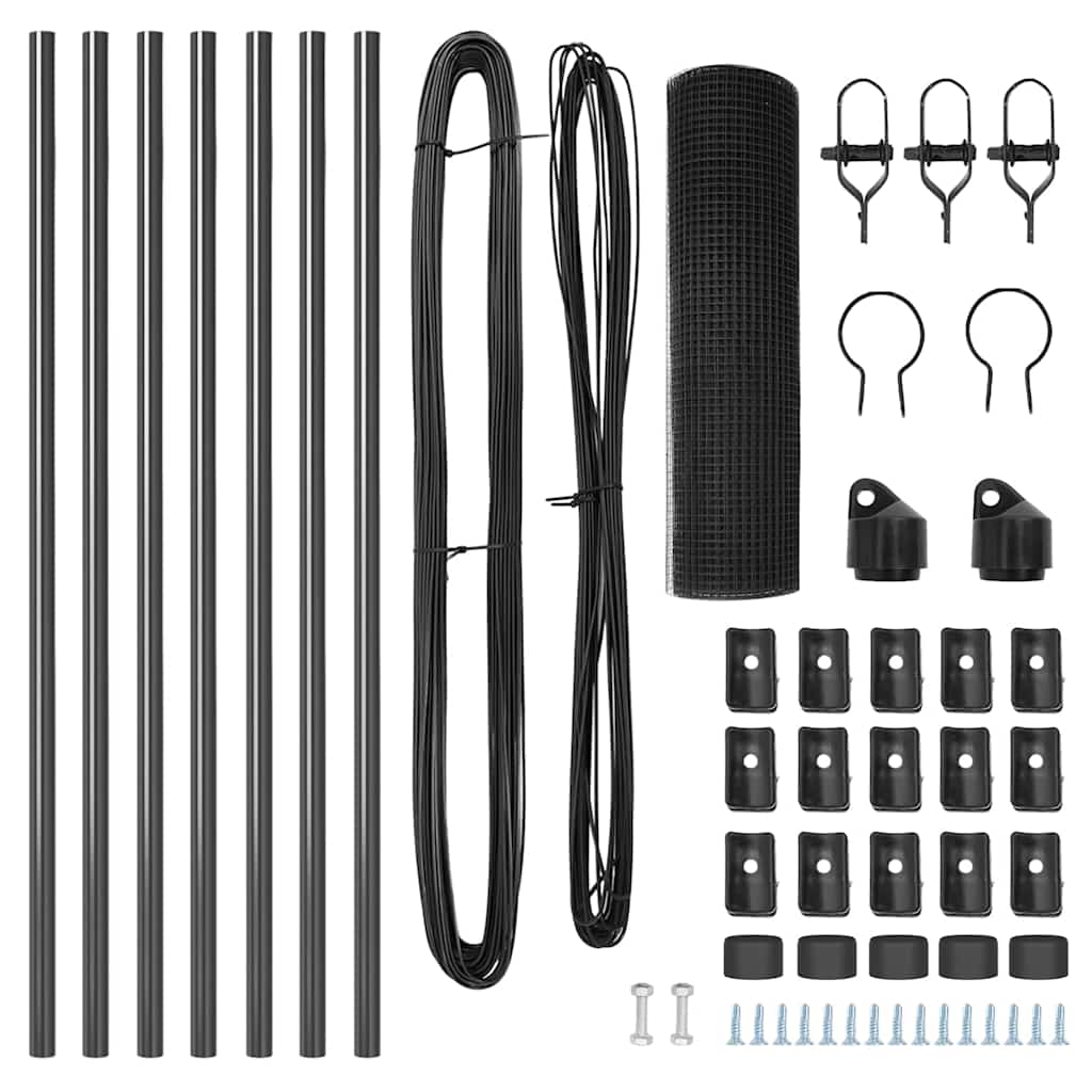 vidaXL Φράχτης με Στήλες. Γκρι 0.5 x 10 μ. Ατσάλι