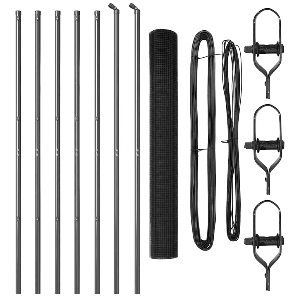 vidaXL Σιδερένιος Φράχτης με 7 Στυλ Γκρι 1.4x10 μ Χάλυβα