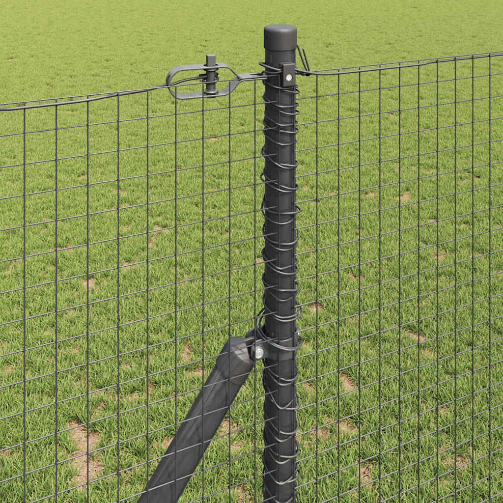 vidaXL Συρμάτινος Φράχτης με 7 Στύλους Γκρι 1.4x10 μ Χάλυβας