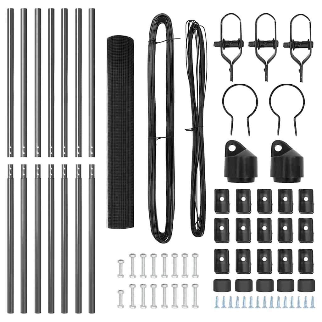 vidaXL Συρμάτινος Φράχτης με 7 Στύλους Γκρι 1.4x10 μ Χάλυβας
