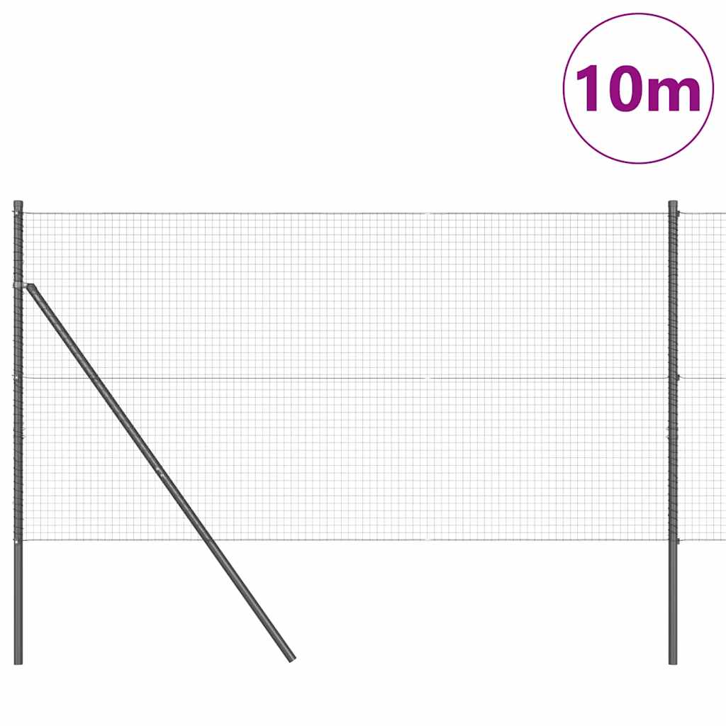 vidaXL Συρμάτινος Φράχτης με 7 Στύλους Γκρι 1.4x10 μ Χάλυβας