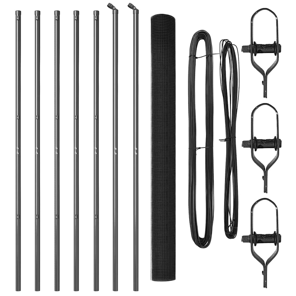 vidaXL Συρμάτινος φράχτης με 7 Πόδια Γκρι 1.5x10 μ Χάλυβας