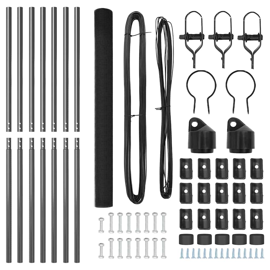 vidaXL Φράχτης Welded Wire με 7 παλάμες Γκρι 1.6x10 μ
