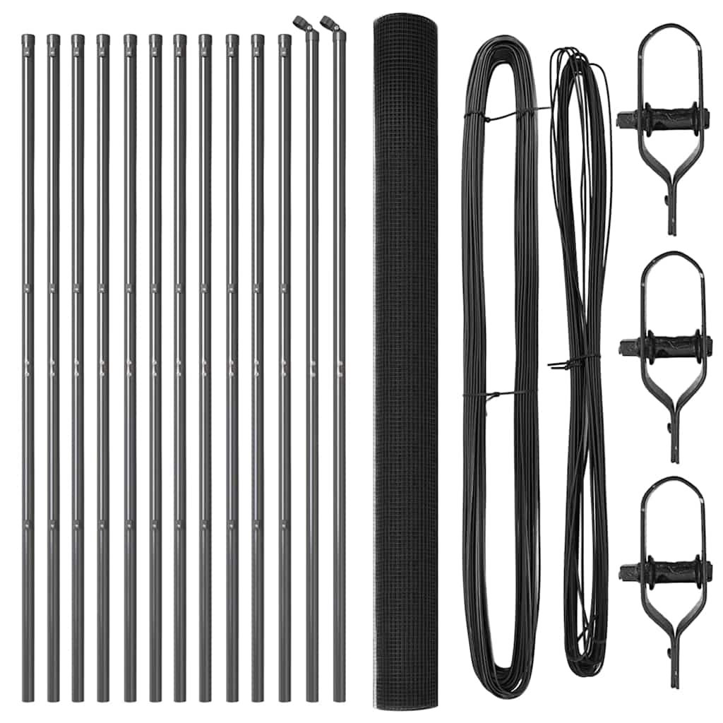 vidaXL Συρματόπλεγμα με 13 Στήλες Γκρι 1.6x25 m Χάλυβας