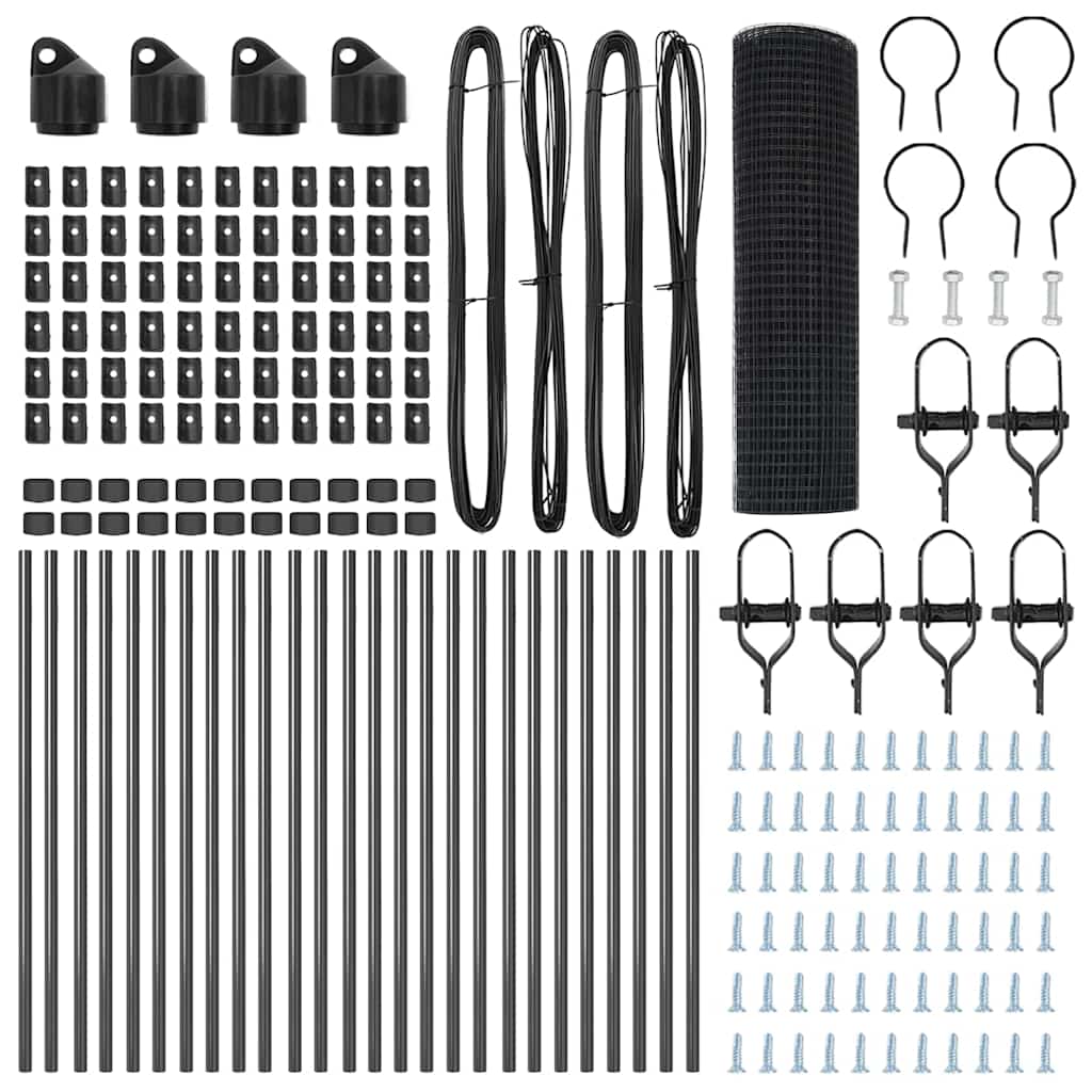 vidaXL Συνθετικός Φράχτης με 13 Στήλες Γκρι 0.5x50 μ Χάλυβας