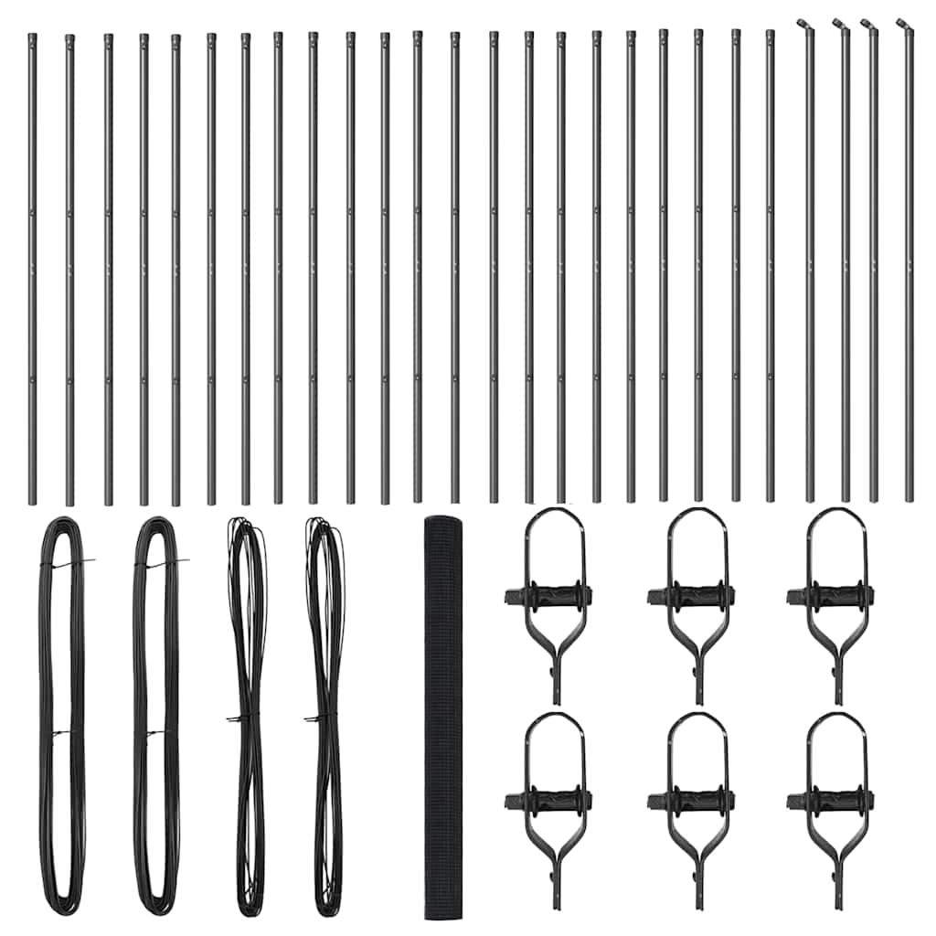 vidaXL Συρμάτινος Φράκτης με 13 Στύλους Γκρι 1.5x50 μ Χάλυβα