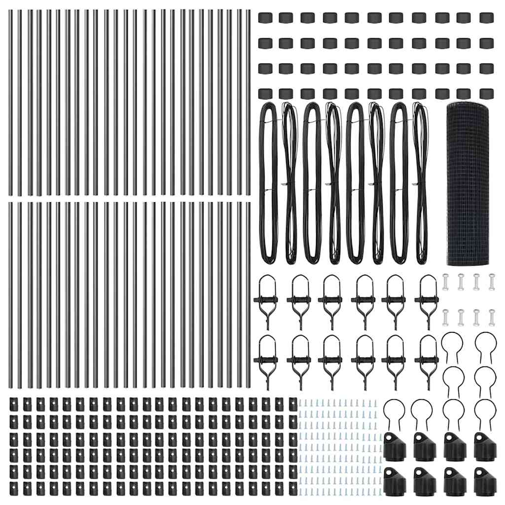 vidaXL Φράχτης με Στήλες. Γκρι 0.5 x 100 μ Ατσάλι