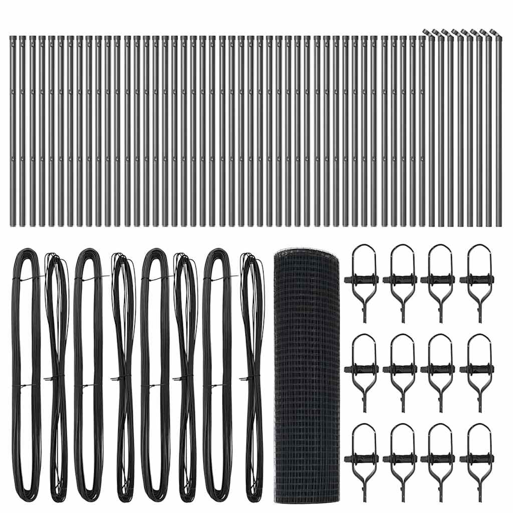 vidaXL Φράχτης με Στήλες. Γκρι 0.6 x 100 μ Ατσάλι