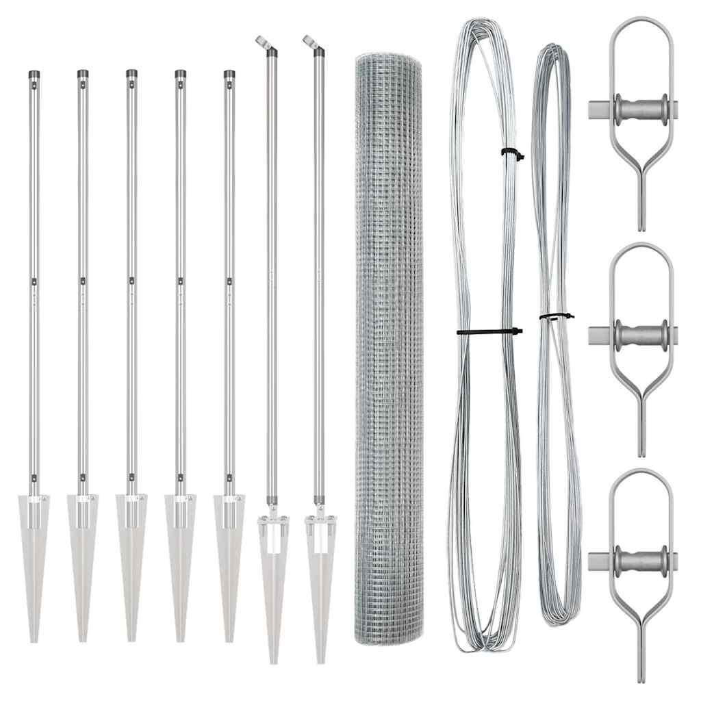 vidaXL Φράχτης συρματόπλεγμα με 7 σπικάκια 1.2x10 μ Γαλβανισμένος Χάλυβας