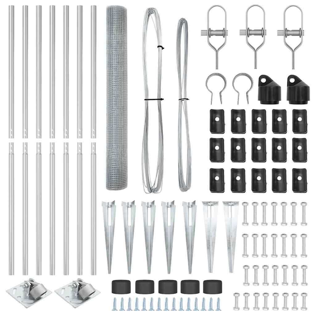 vidaXL Γαλβανισμένος Φράκτης με 7 Πόλους 1.4x10 μ Γαλβανισμένο Ατσάλι