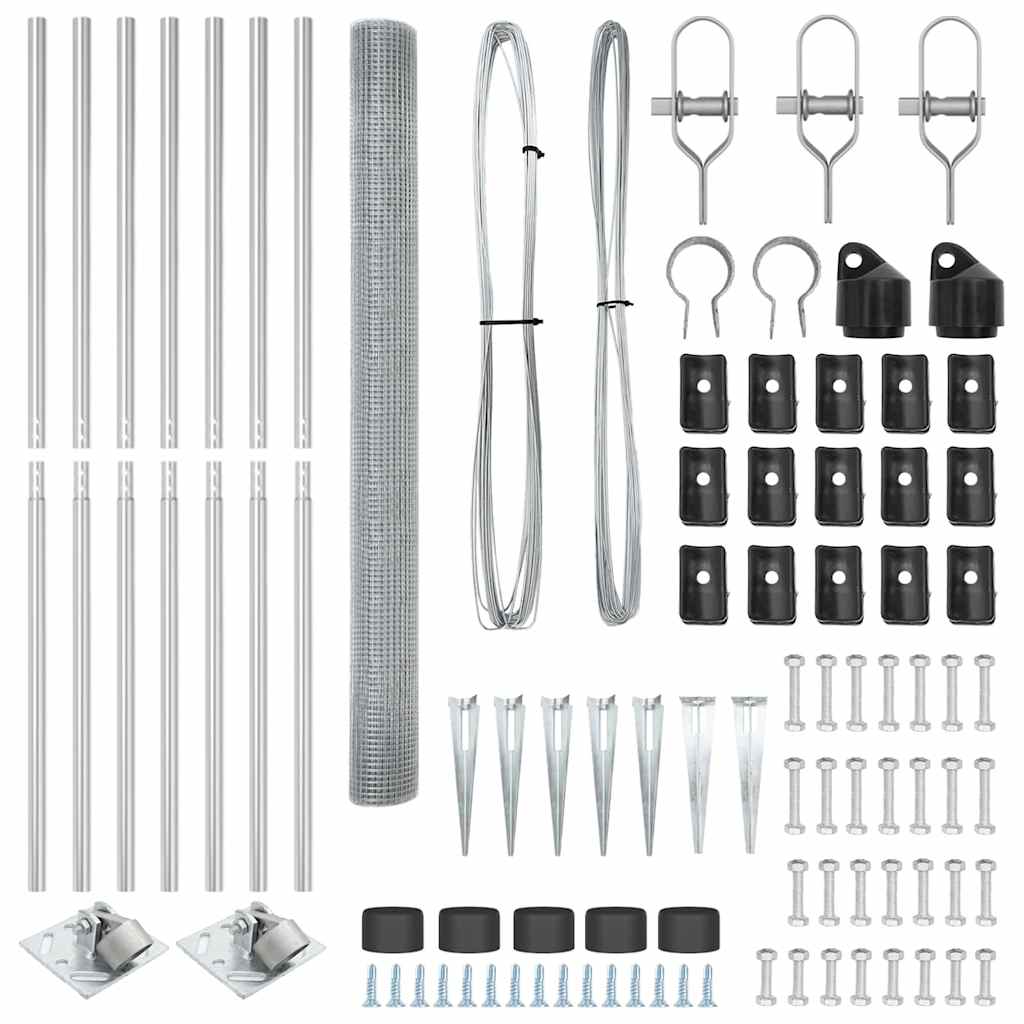 vidaXL Γαλβανισμένος Σιδερένιος Φράκτης με 7 Στηρίγματα 1,5 x 10 μ Γαλβανισμένος Χάλυβας