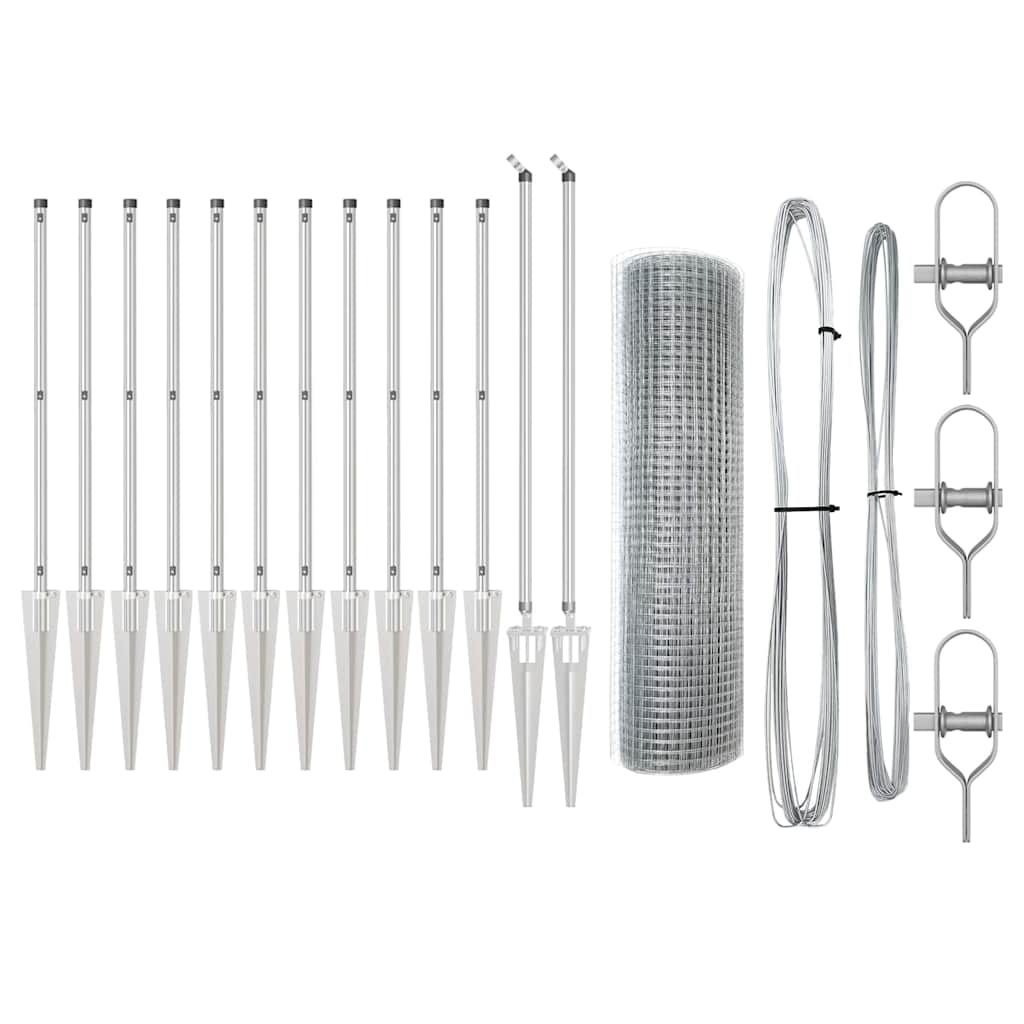 vidaXL Φράχτης Welded Wire με 13 Σημαδεμένα Πόδια 0.8x25 μ Γαλβανισμένο Ατσάλι