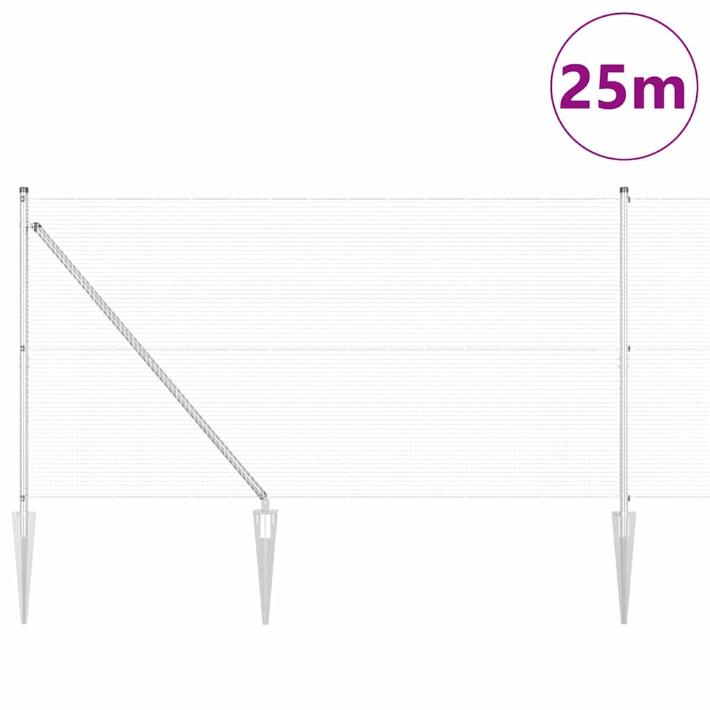 vidaXL Συρμάτινη Περίφραξη με 13 Στελέχη 1.2x25 m Γαλβανισμένο Ατσάλι