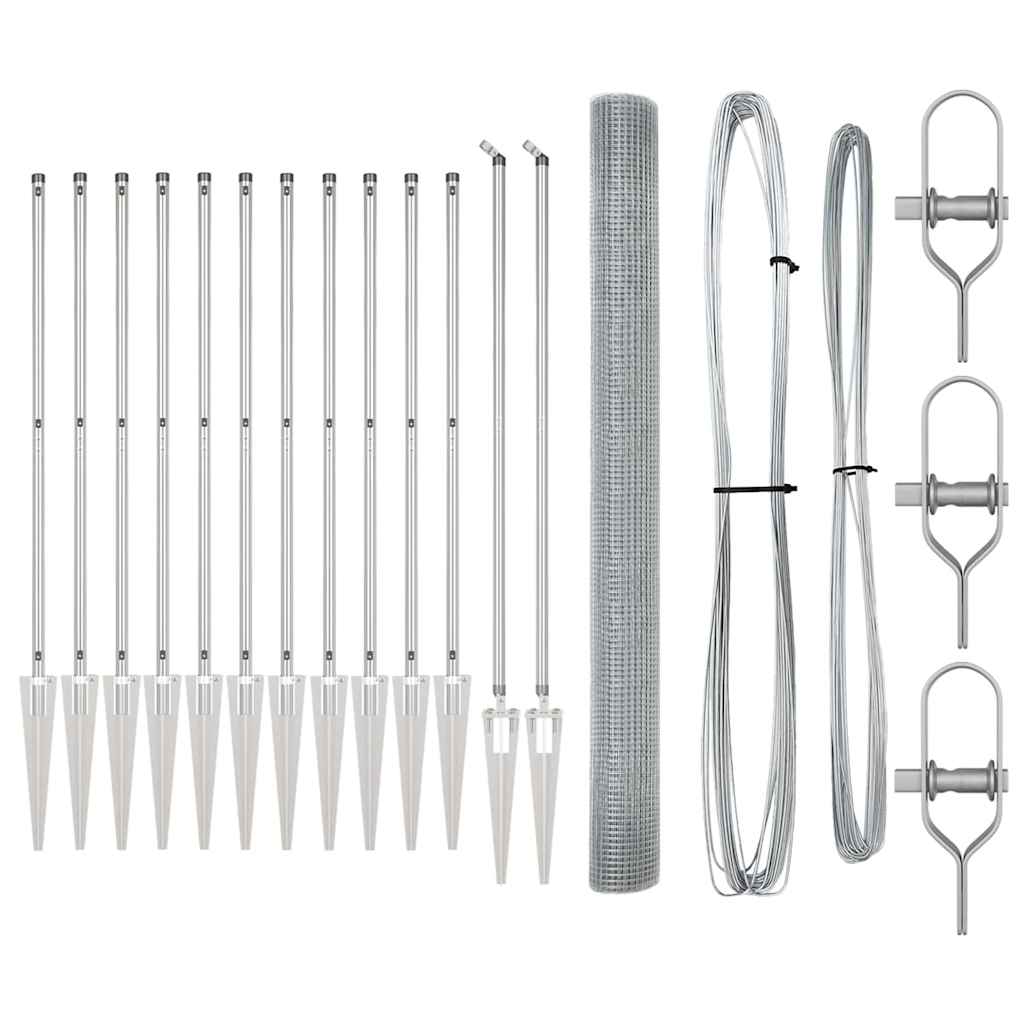 vidaXL Φράχτης Welded Wire με 13 Σπόρους 1.6x25 μ Γαλβανισμένος Χάλυβας