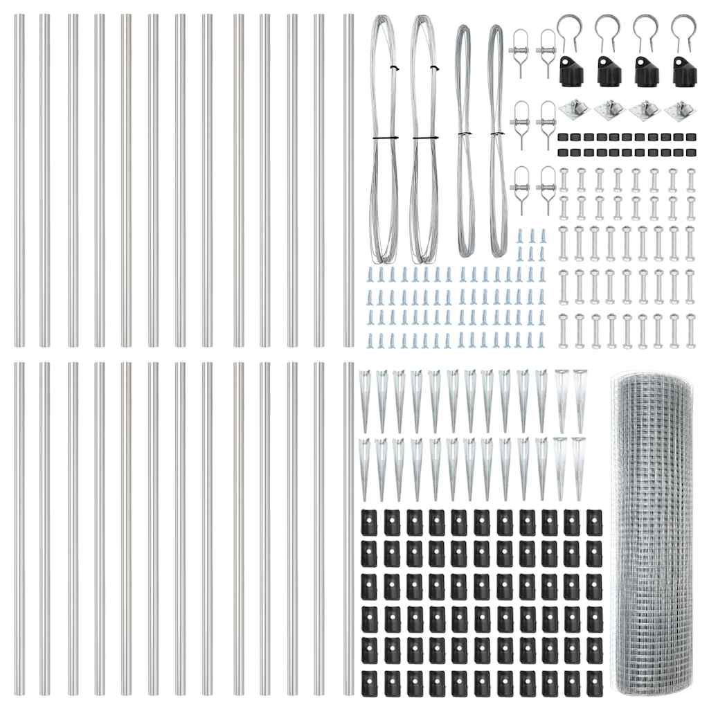 vidaXL Γαλβανισμένο Συρματόπλεγμα με 13 Σπίκερ 1x50 μ Γαλβανισμένος Χάλυβας
