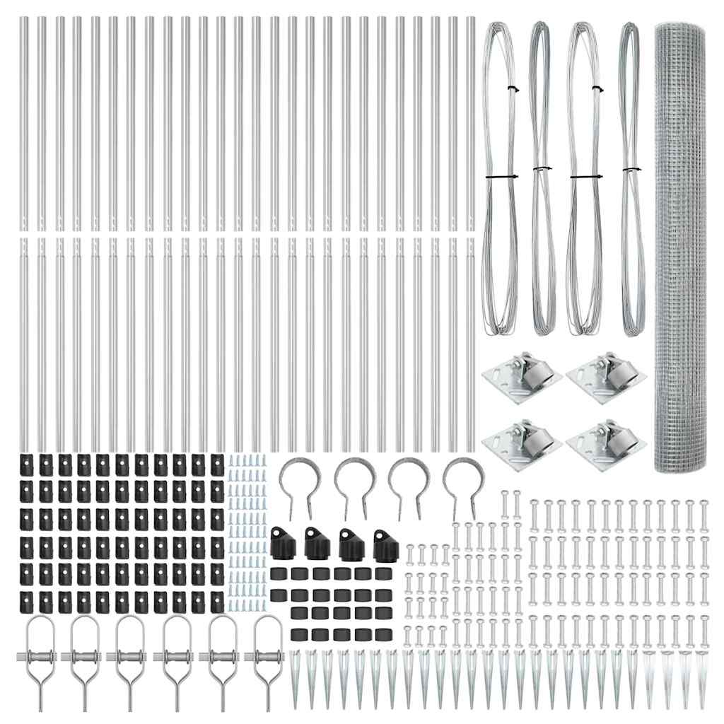 vidaXL Welded Wire Fence με 13 Πάσσαλους με Ακίδες 1.2 x 50 μ Γαλβανισμένος Χάλυβας