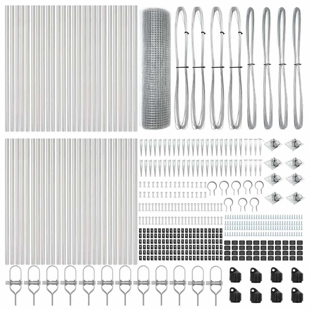 vidaXL Φράκτης Welded Wire με 13 Στερεώματα 0.8x100 μ Γαλβανισμένος Χάλυβας