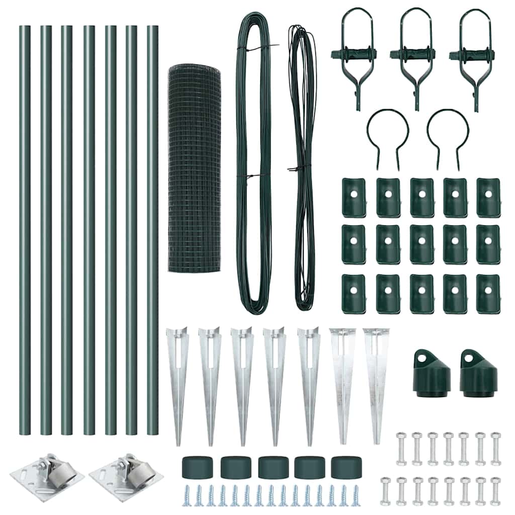 vidaXL Σετ Στυλών Φράκτη Σετ 2 Πράσινο Πλαστικό επενδυμένο με ατσάλι