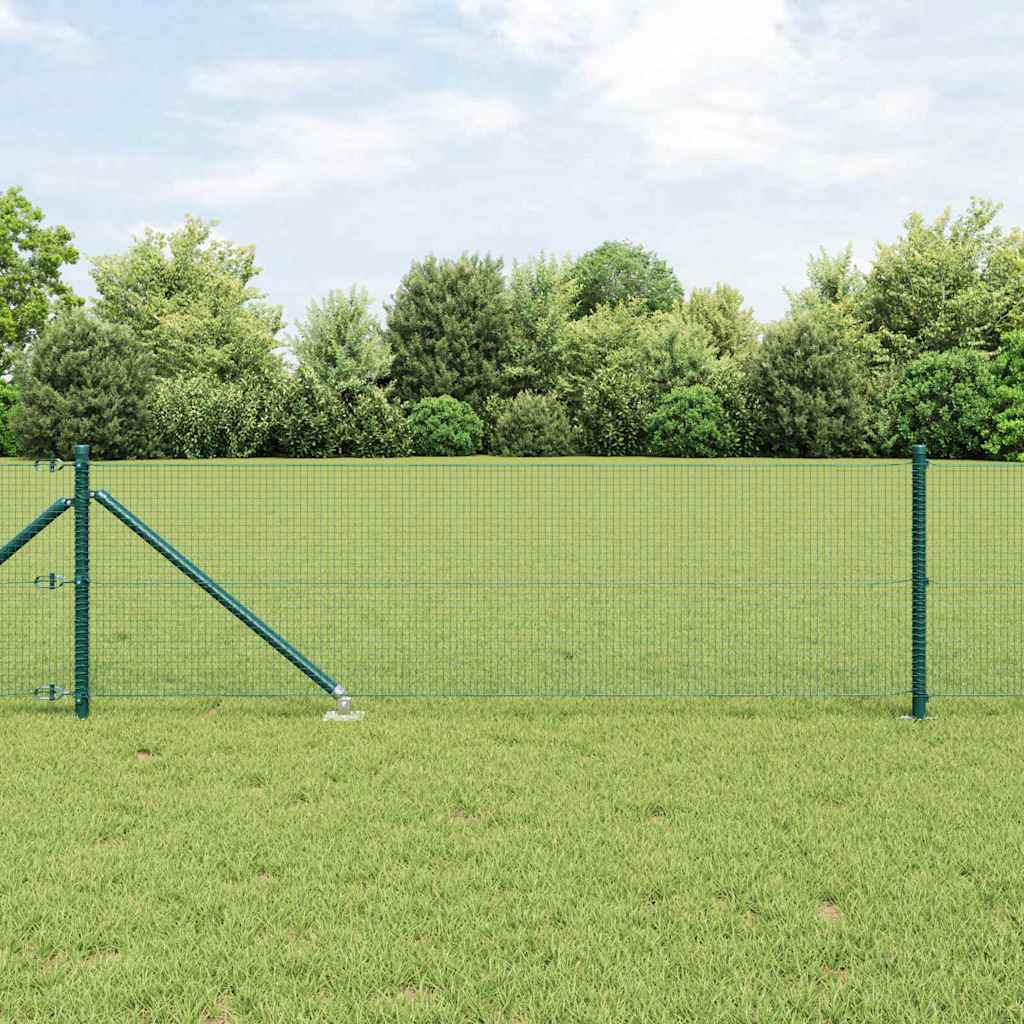 vidaXL Welded Wire Fence με 7 βάσεις στήριξης Πράσινος 0.6x10 μ Ατσάλι